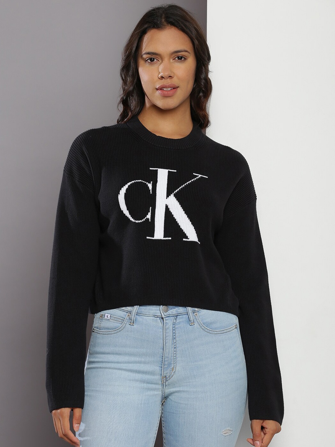 

Calvin Klein Jeans Ribbed Organic Cotton Pullover, Black