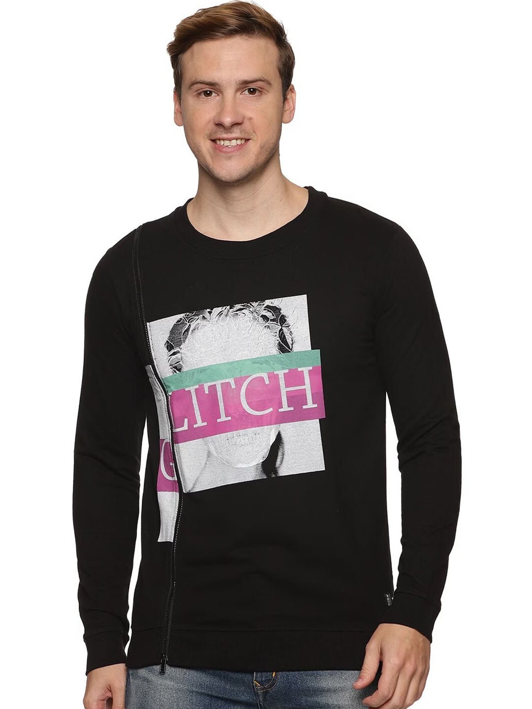 

KULTPRIT Graphic Printed Cotton Sweatshirt, Black