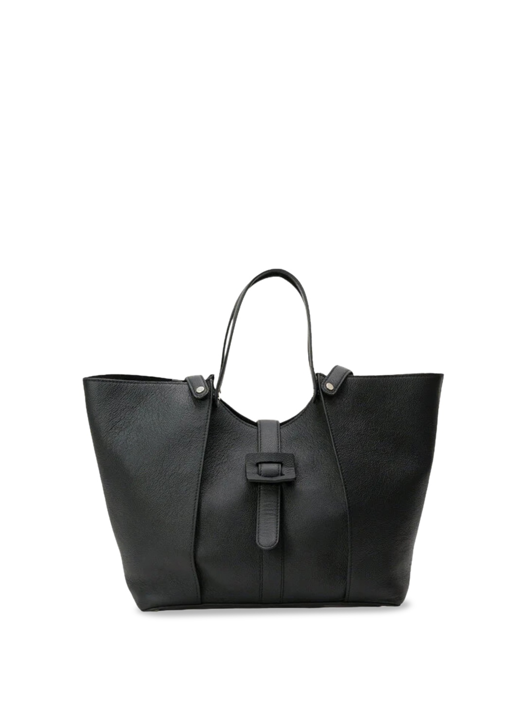 

Mistry Textured Oversized Structured Leather Handheld Bag, Black