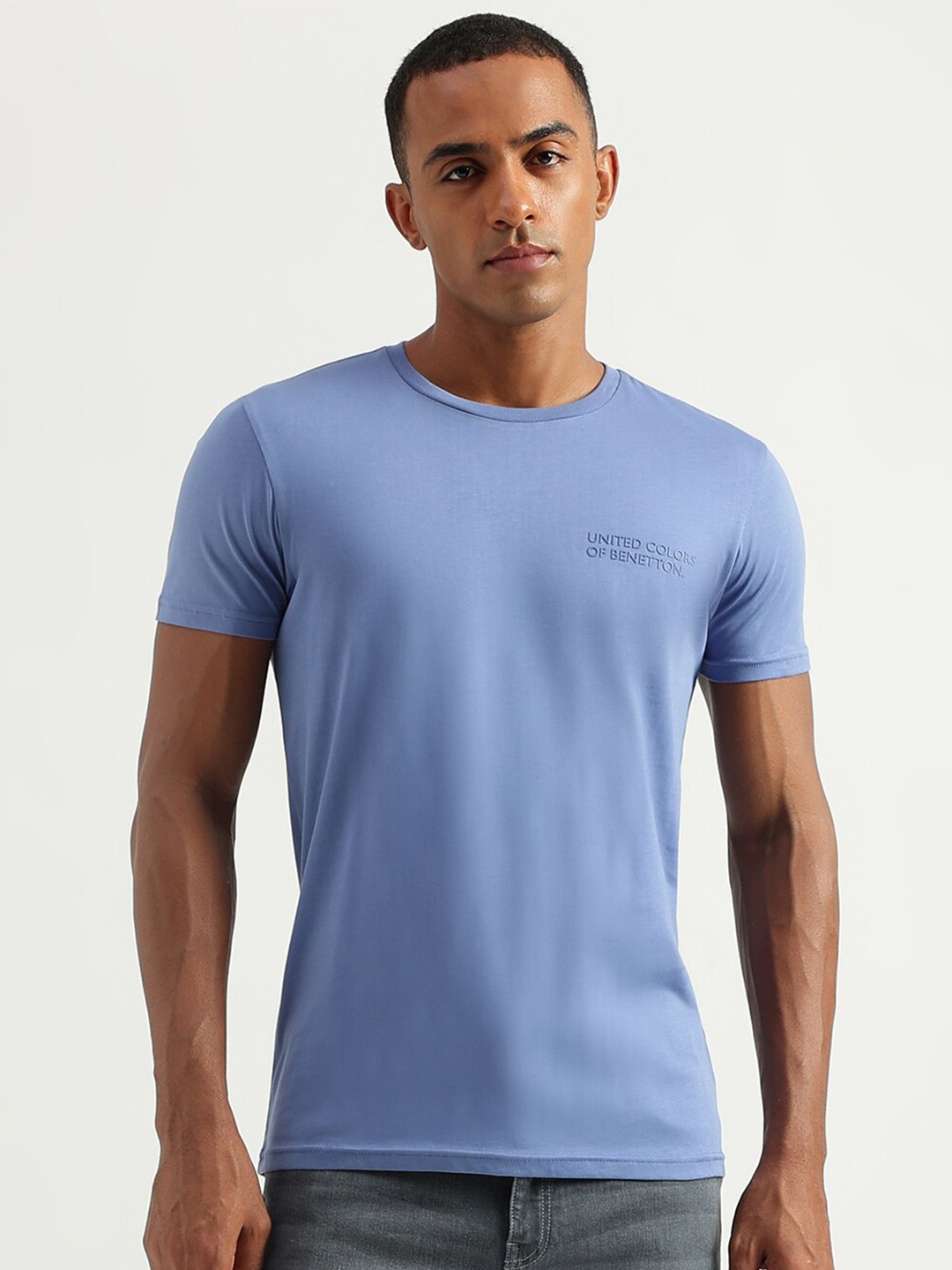 

United Colors of Benetton Round Neck Cotton T-shirt, Blue