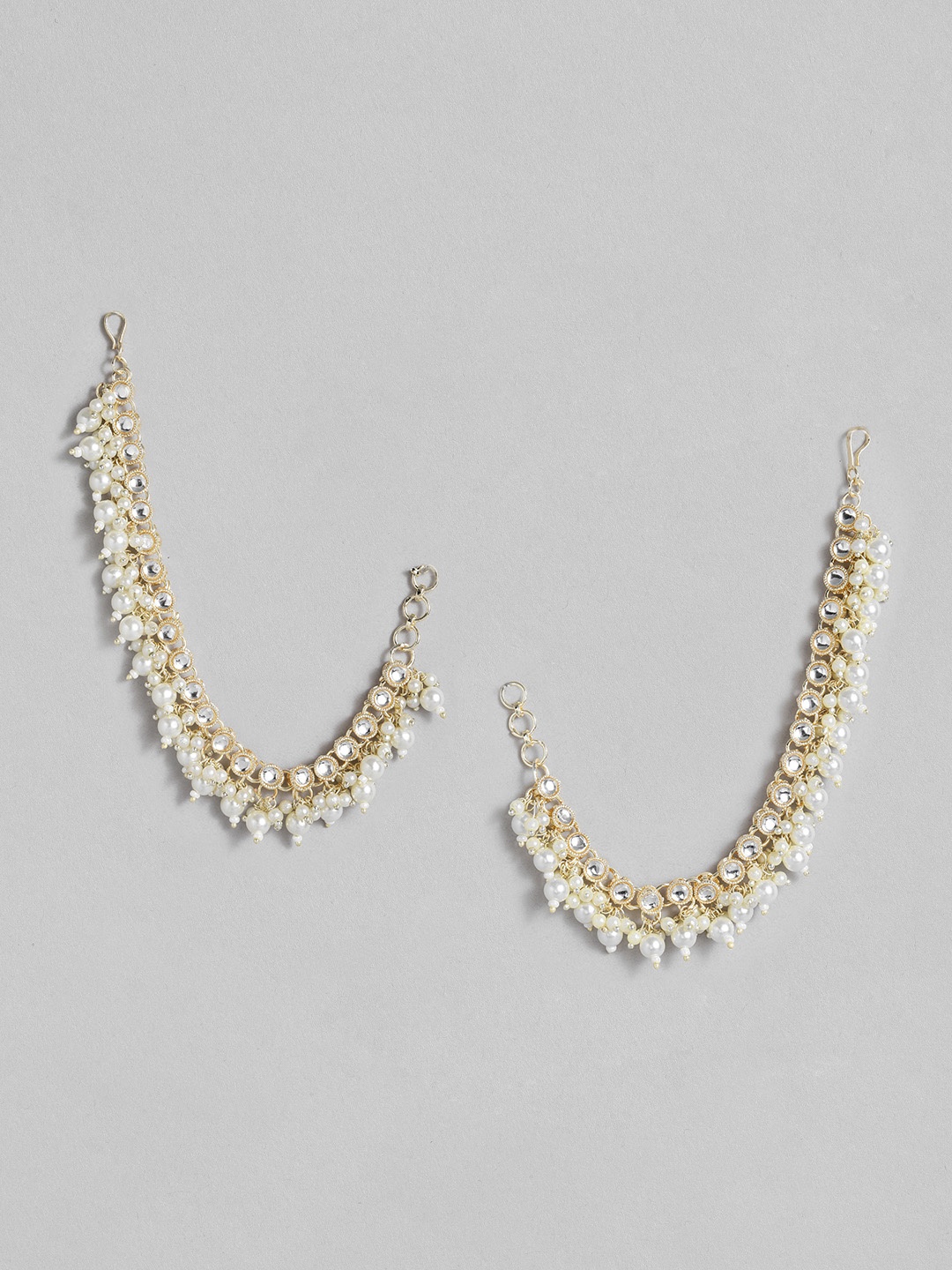 

Peora Gold-Plated Kundan Contemporary Ear Cuff Earrings, White