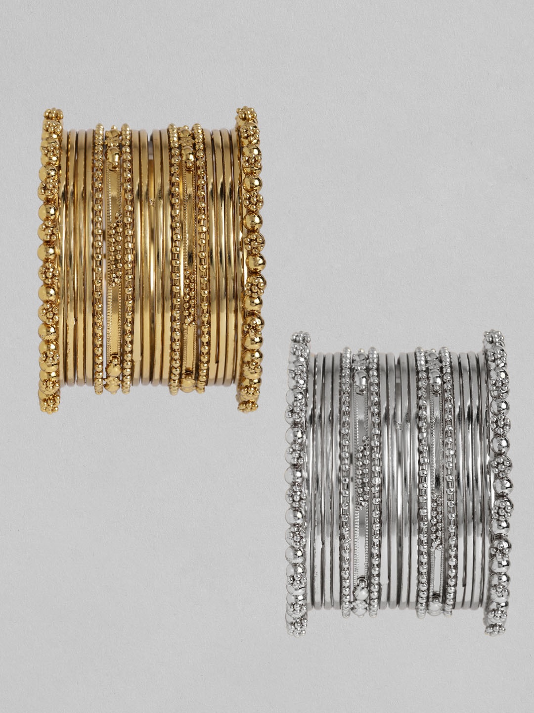 

Peora Women 40 Pieces Gold & Silver-Plated Bangles Set