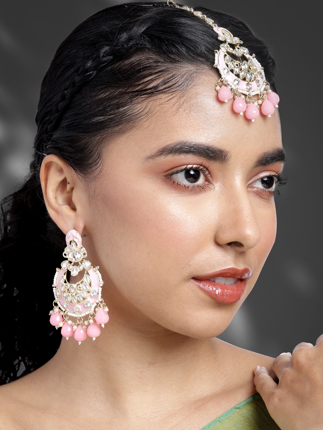 

Peora Gold-Plated Kundan Jewellery Set, Pink