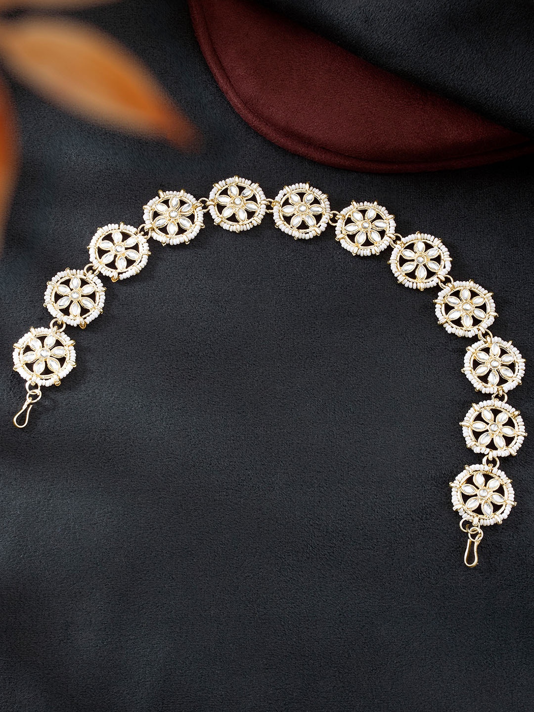 

Peora Women Gold-Plated Kundan Sheeshphool, White