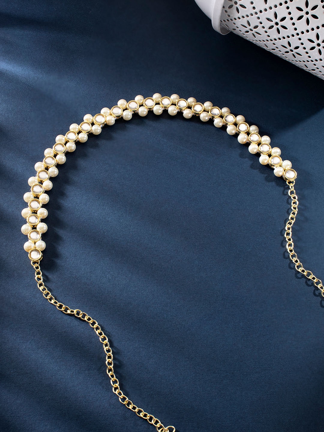 

Peora Women Gold-Plated Kundan Sheeshphool, White