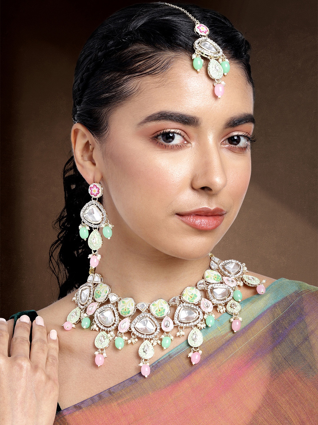 

Peora Gold-Plated Kundan Jewellery Set, Pink