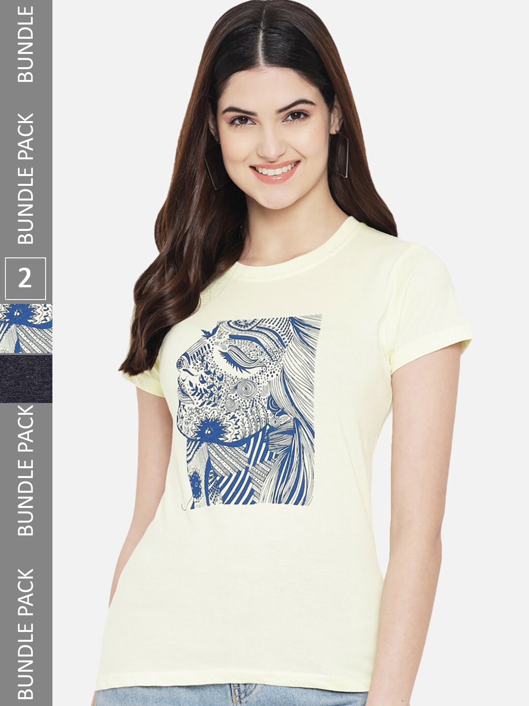 

BAESD Pack Of 2 Graphic Printed Cotton T-shirt, Yellow