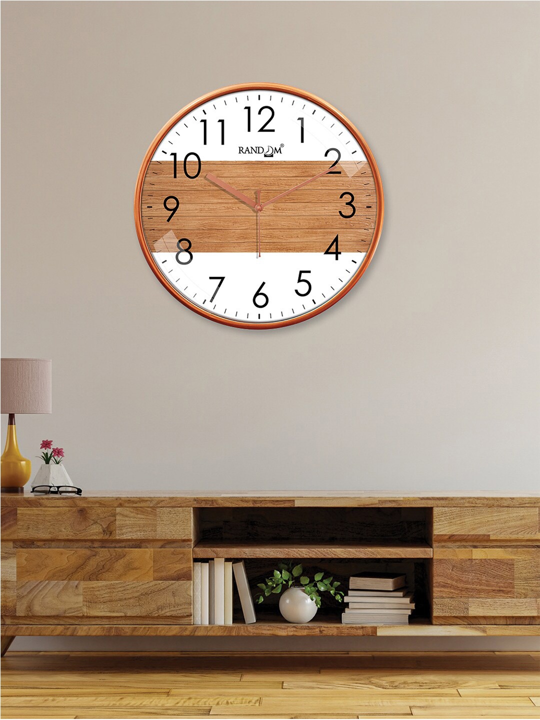 

RANDOM Copper-Toned & White Printed Round Shape Analogue Wall Clock