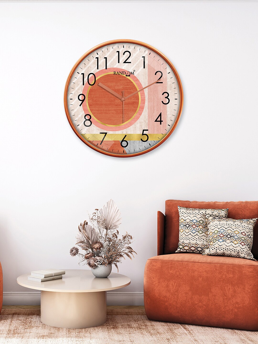 

RANDOM Copper-Toned & White Printed Analogue Contemporary Wall Clock