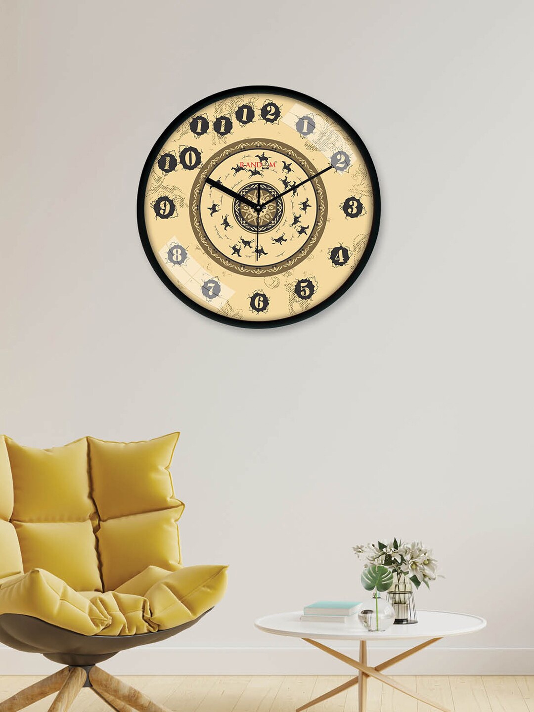 

RANDOM Black & Yellow Printed Contemporary Wall Clock