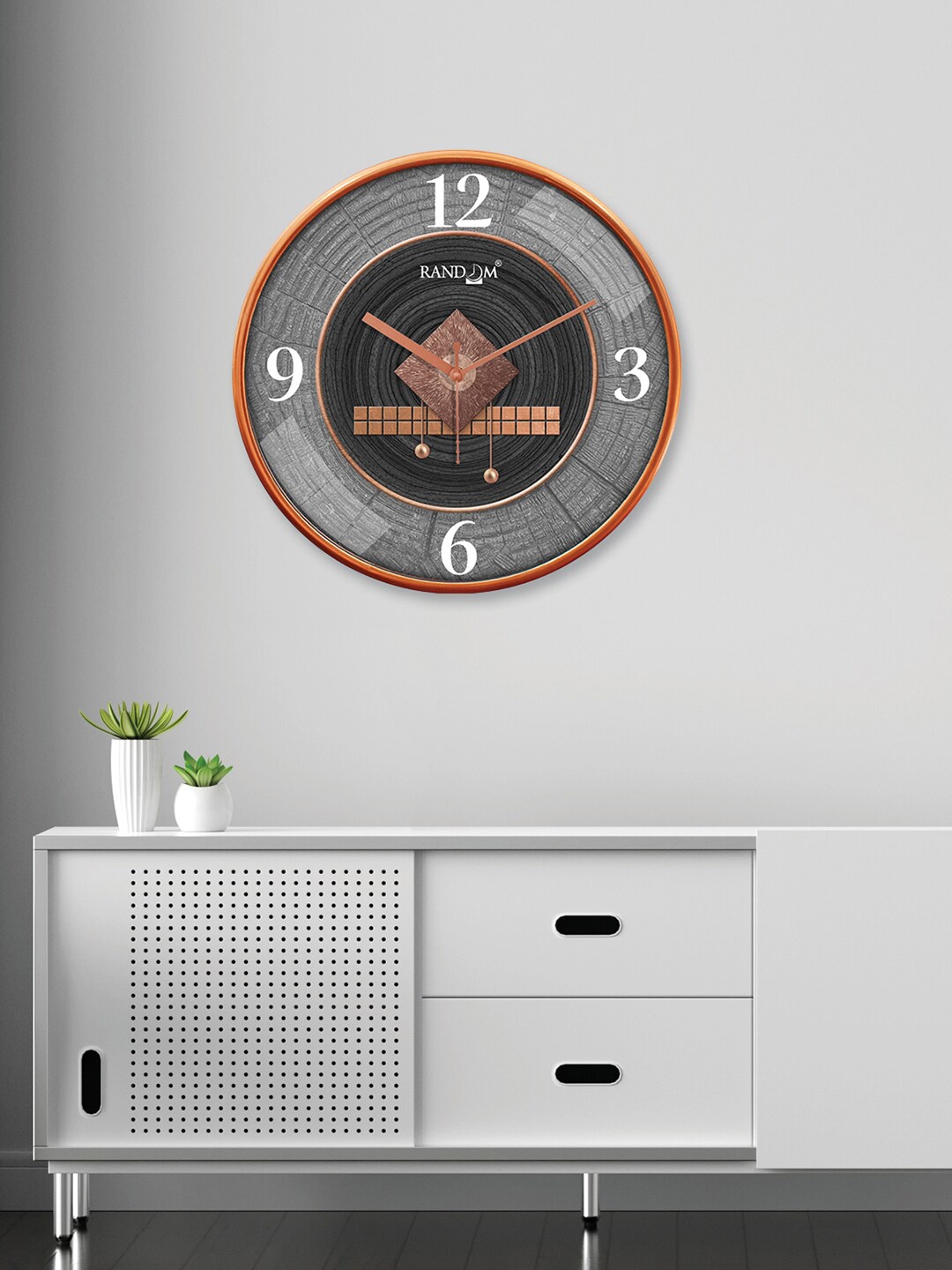 

RANDOM Copper-Toned & Black Printed Contemporary Wall Clock