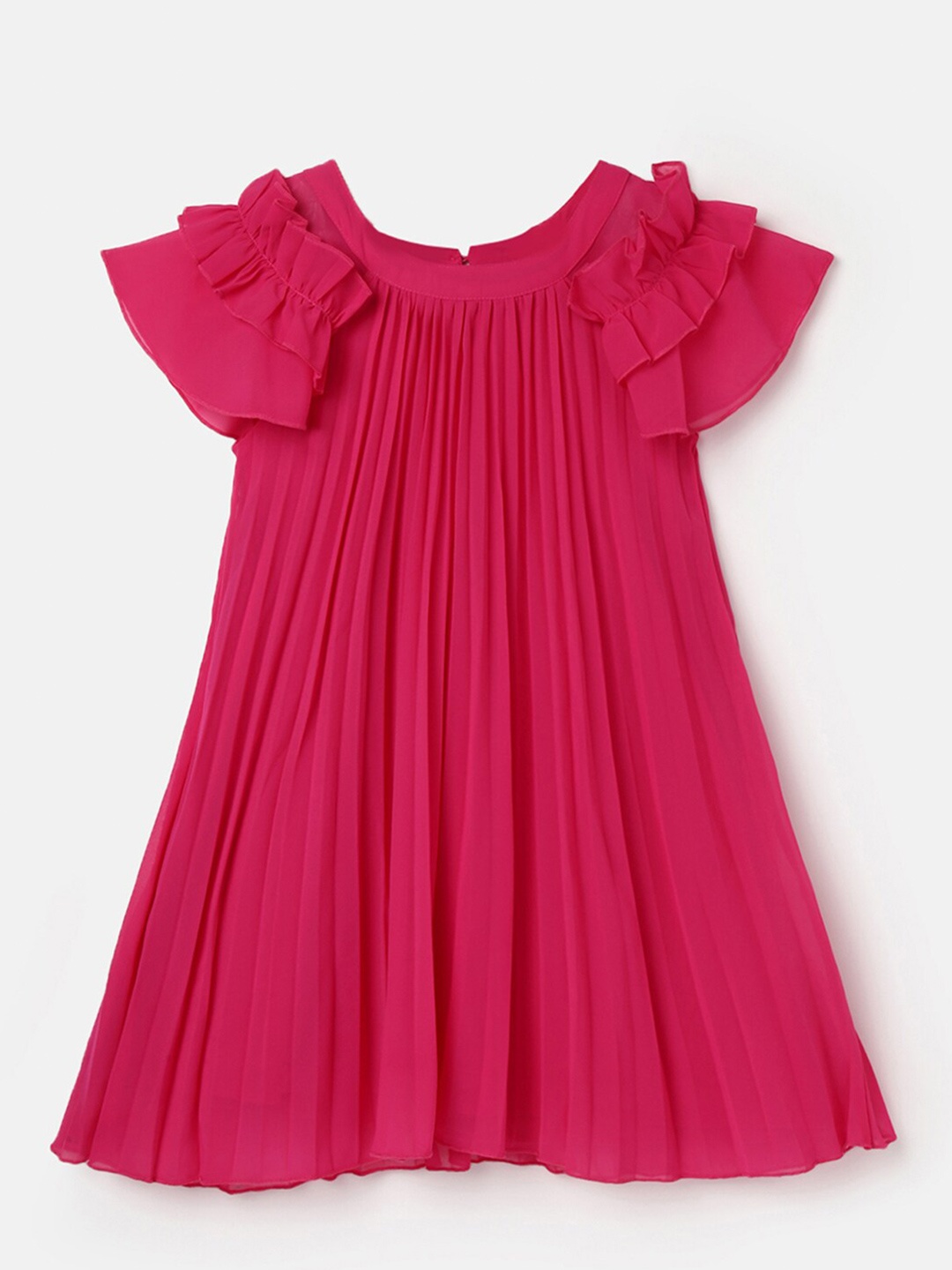 

United Colors of Benetton Magenta Flutter Sleeve A-Line Dress