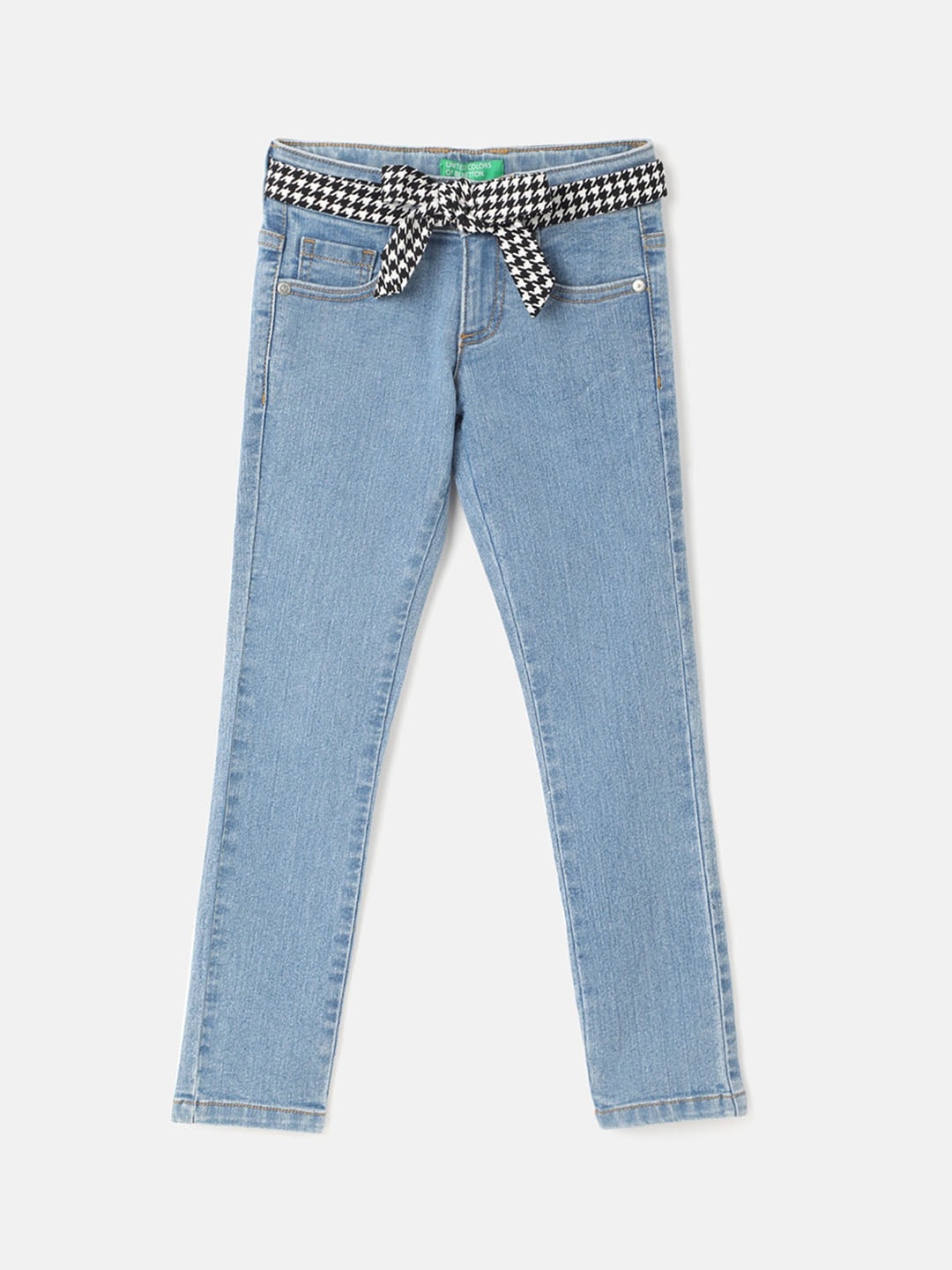 United Colors of Benetton Girls Slim Fit Light Fade Jeans, Blue