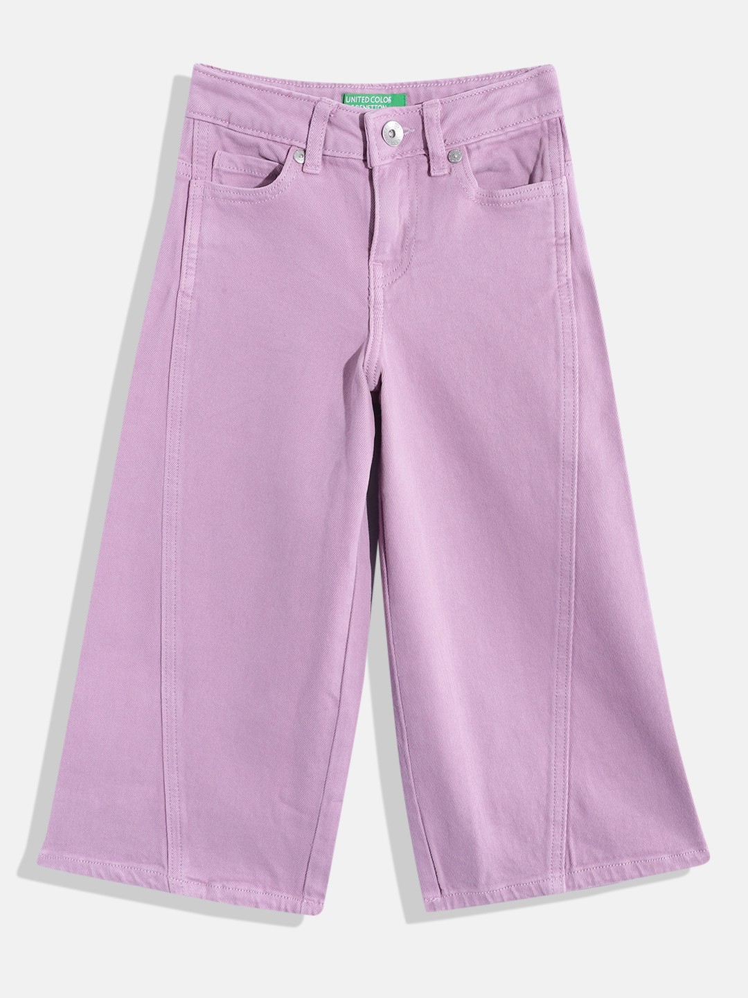 

United Colors of Benetton Girls Mid-Rise Clean Look Wide Leg Jeans, Purple