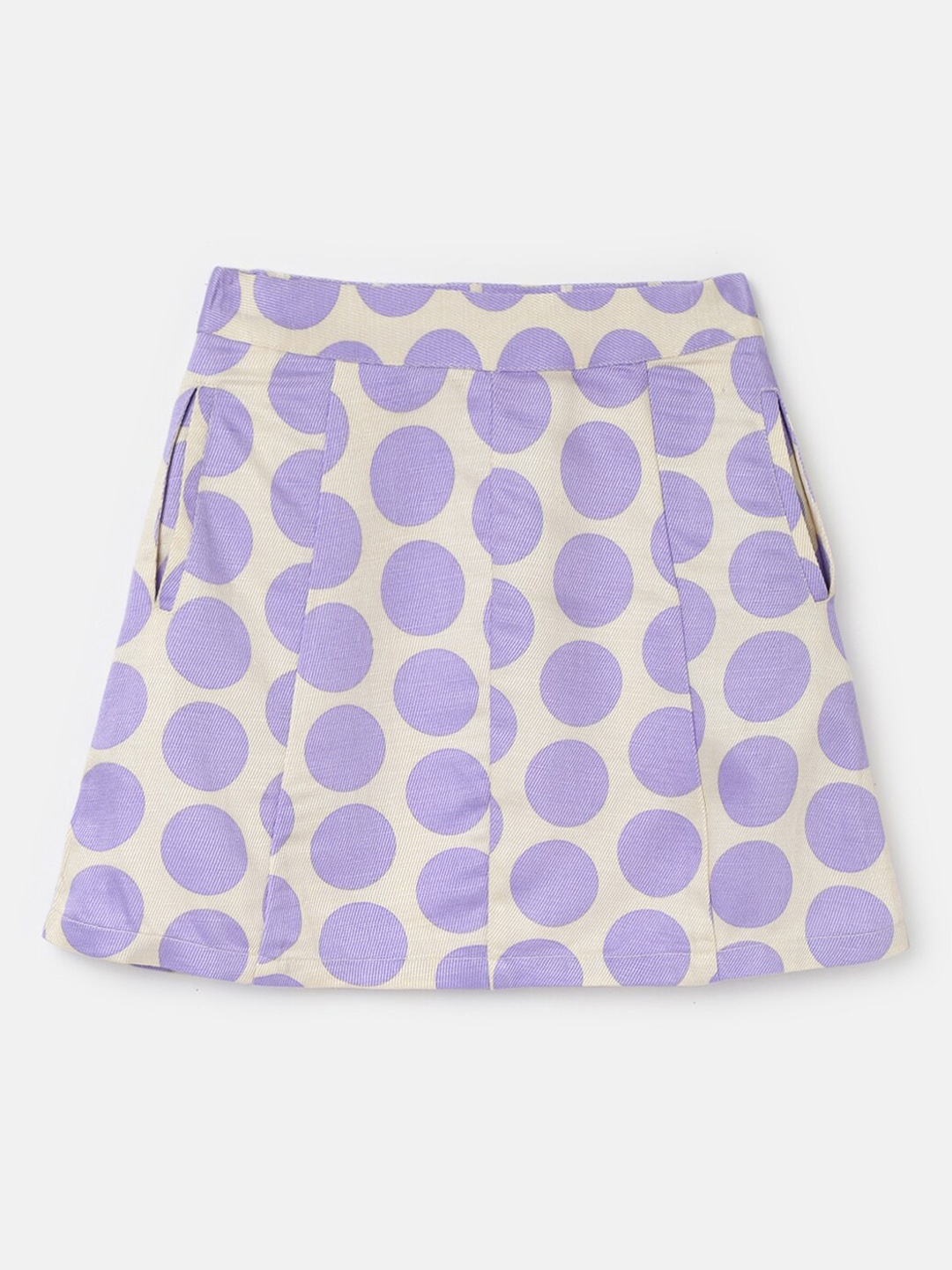 

United Colors of Benetton Girls Geometric Printed A-Line Skirt, Beige