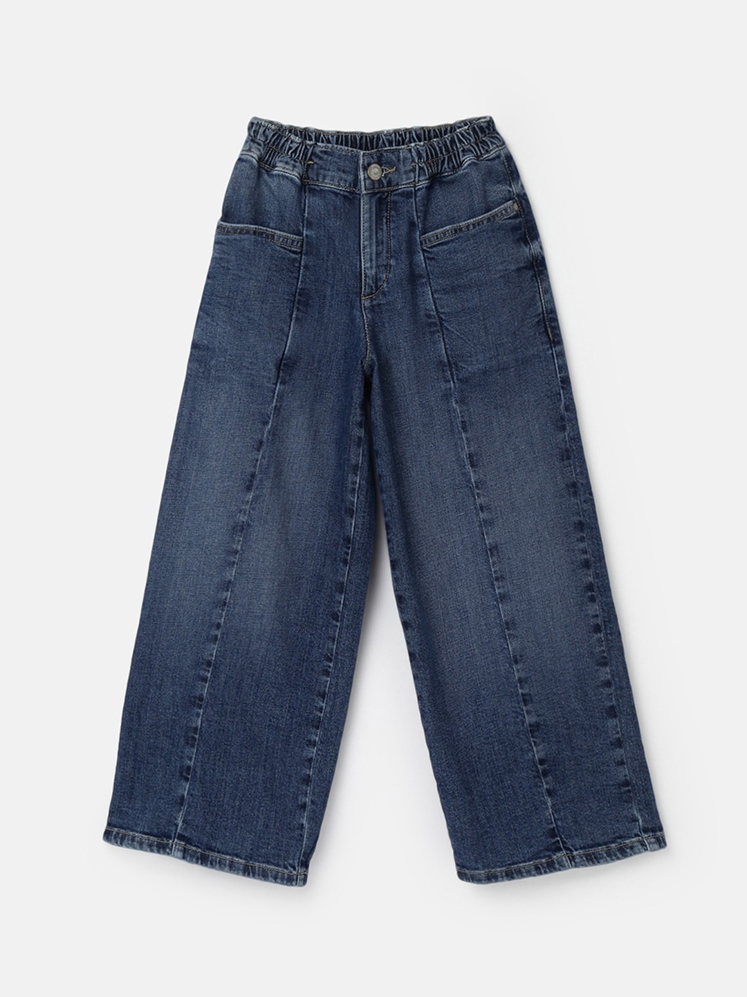 

United Colors of Benetton Girls Wide Leg Light Fade Jeans, Blue