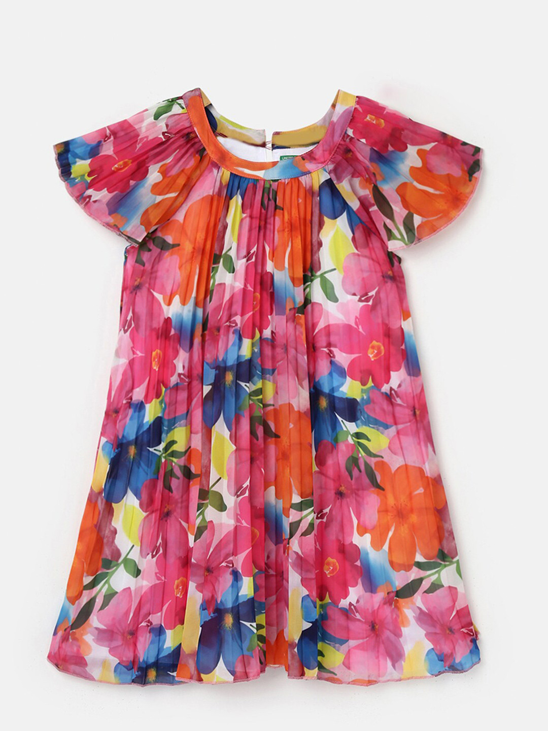 

United Colors of Benetton Floral Printed Flared Sleeve A-Line Dress, Multi