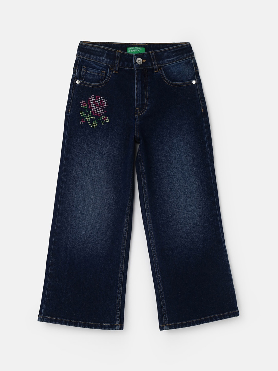 

United Colors of Benetton Girls Wide Leg Light Fade Jeans, Blue