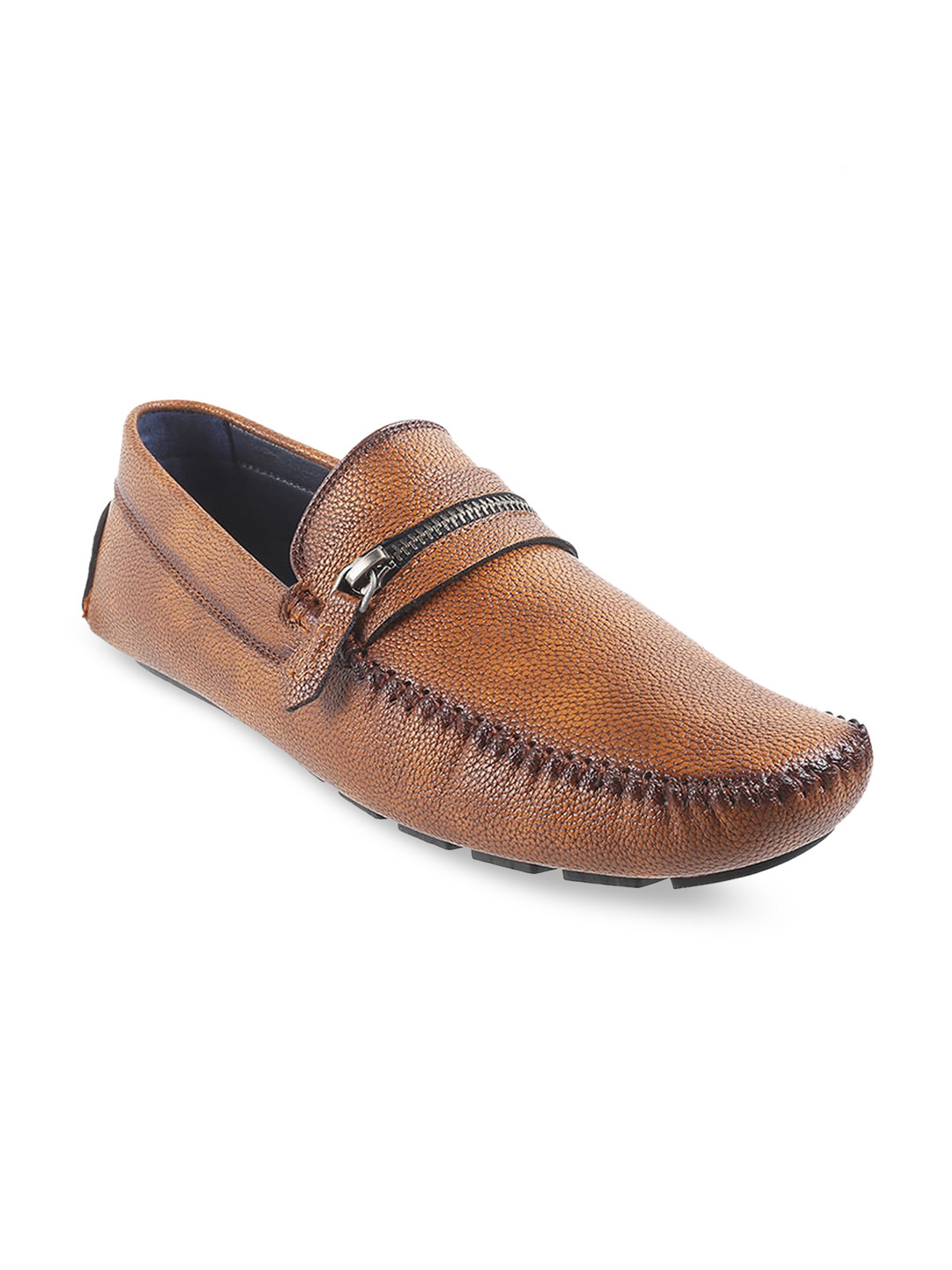 

Metro Men Tan Leather Slip-On Loafers