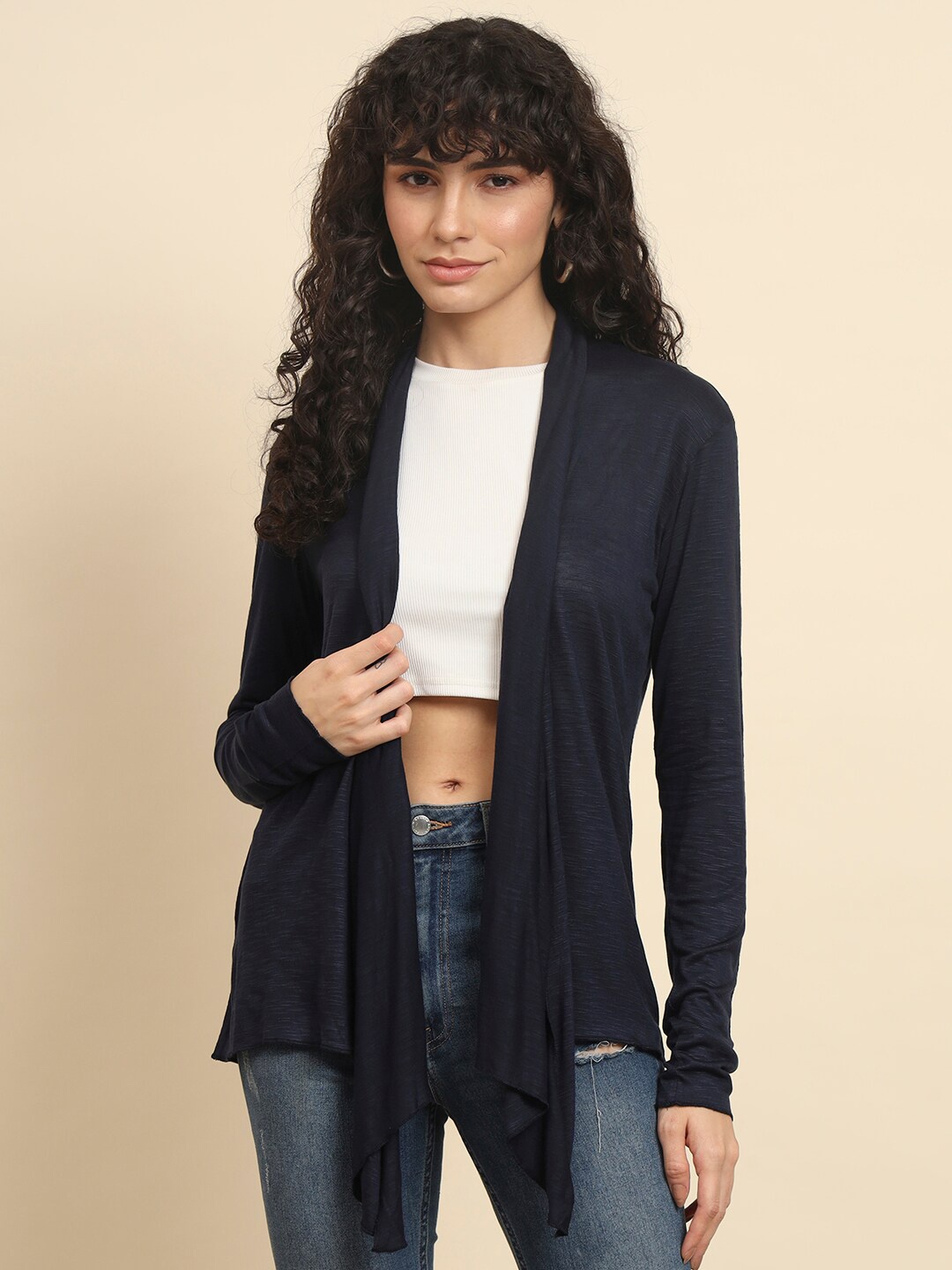 

Trend Arrest Cotton Open Front Shrug, Navy blue