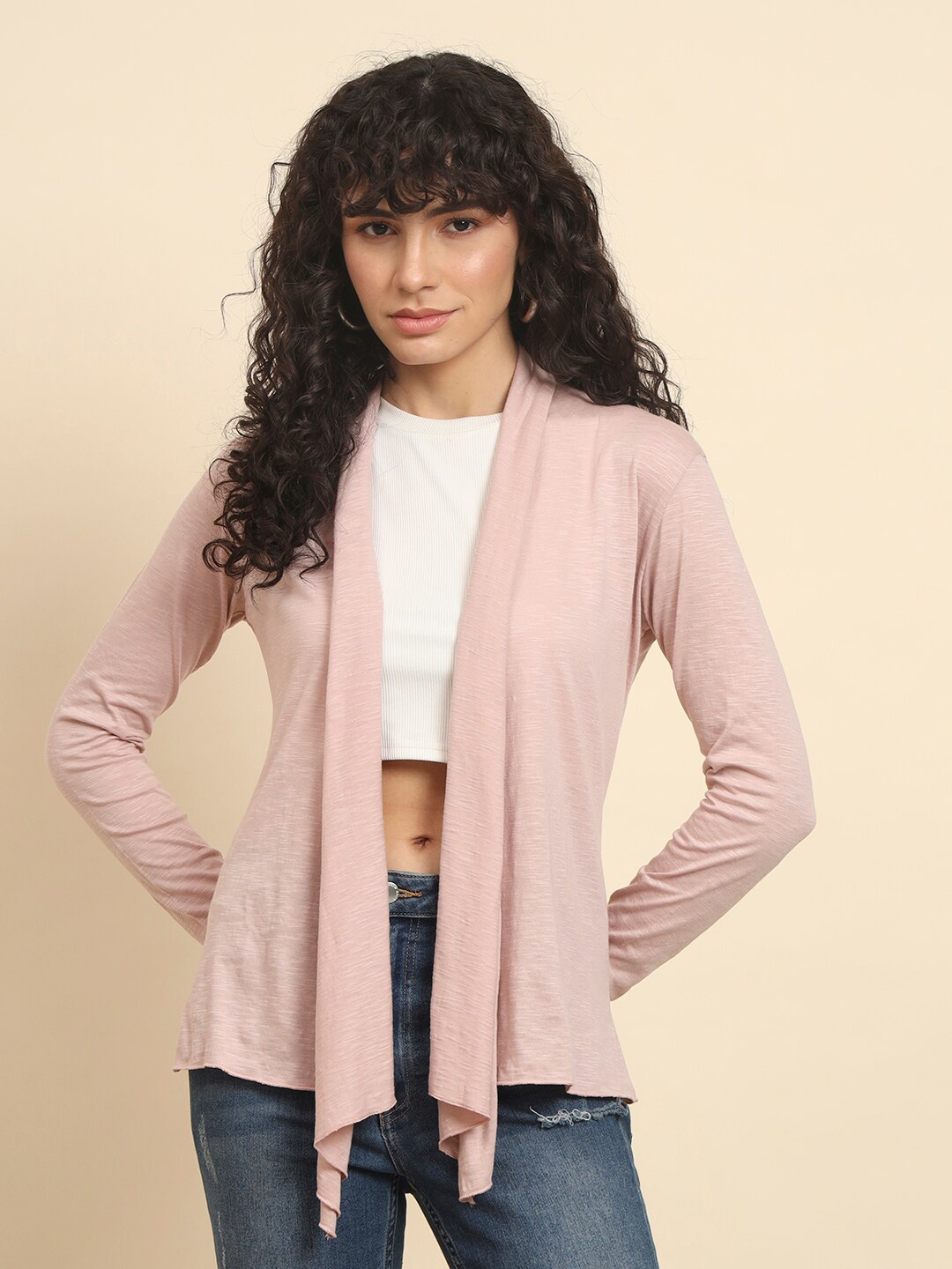 

Trend Arrest Cotton Open Front Shrug, Peach