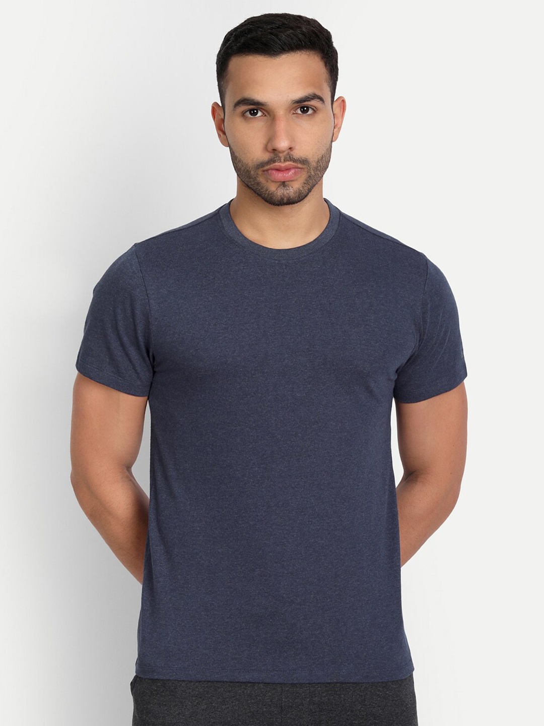 

Asterisk Round Neck Cotton T-shirt, Blue