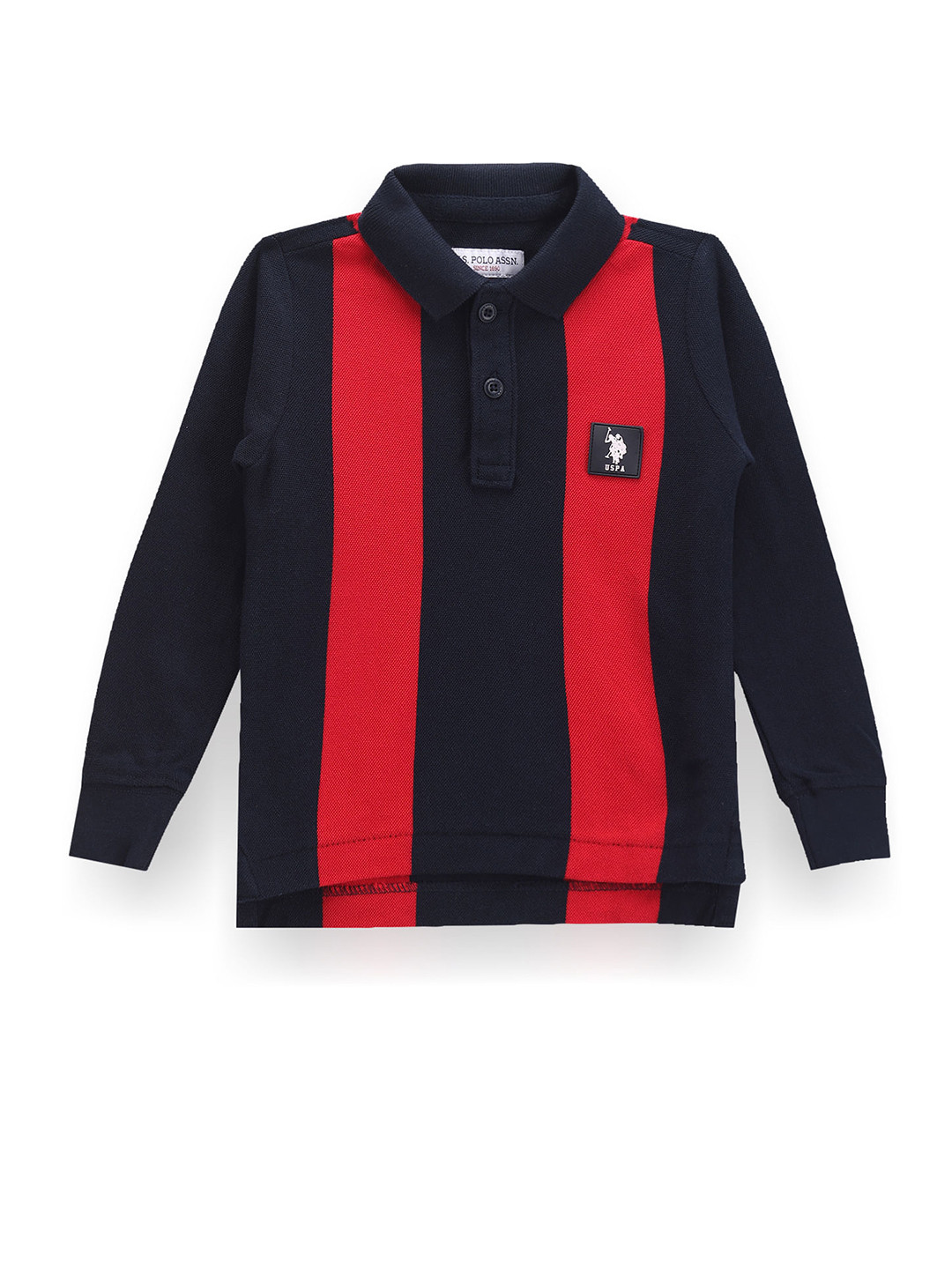 

U.S. Polo Assn. Kids Boys Colourblocked Polo Collar Cotton Regular T-shirt, Blue