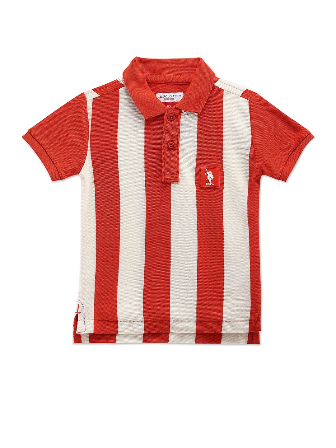 

U.S. Polo Assn. Kids Boys Colourblocked Polo Collar Cotton Regular T-shirt, Orange