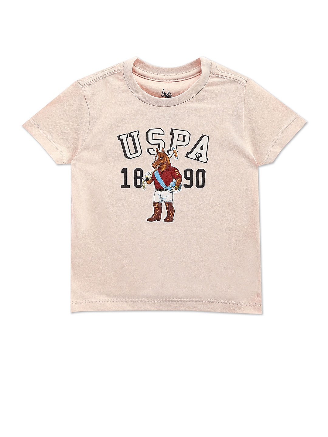 

U.S. Polo Assn. Kids Boys Brand Logo Printed Cotton Regular T-shirt, Pink