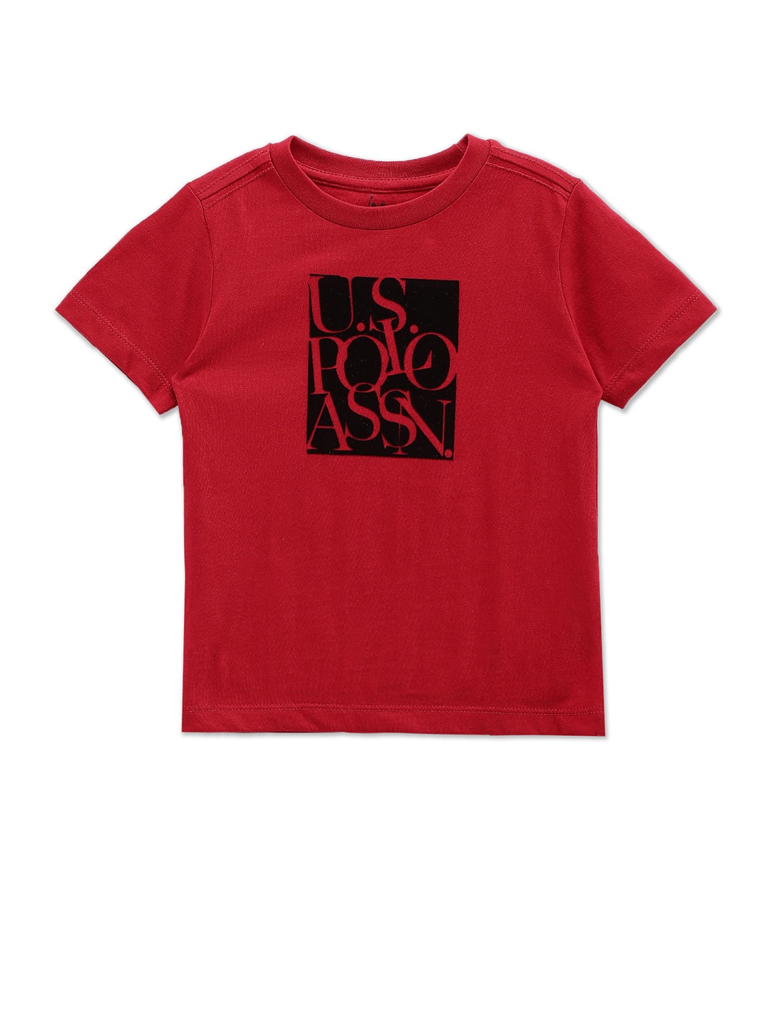 U.S. Polo Assn. Kids Boys Typography Printed Pure Cotton T-shirt, Red