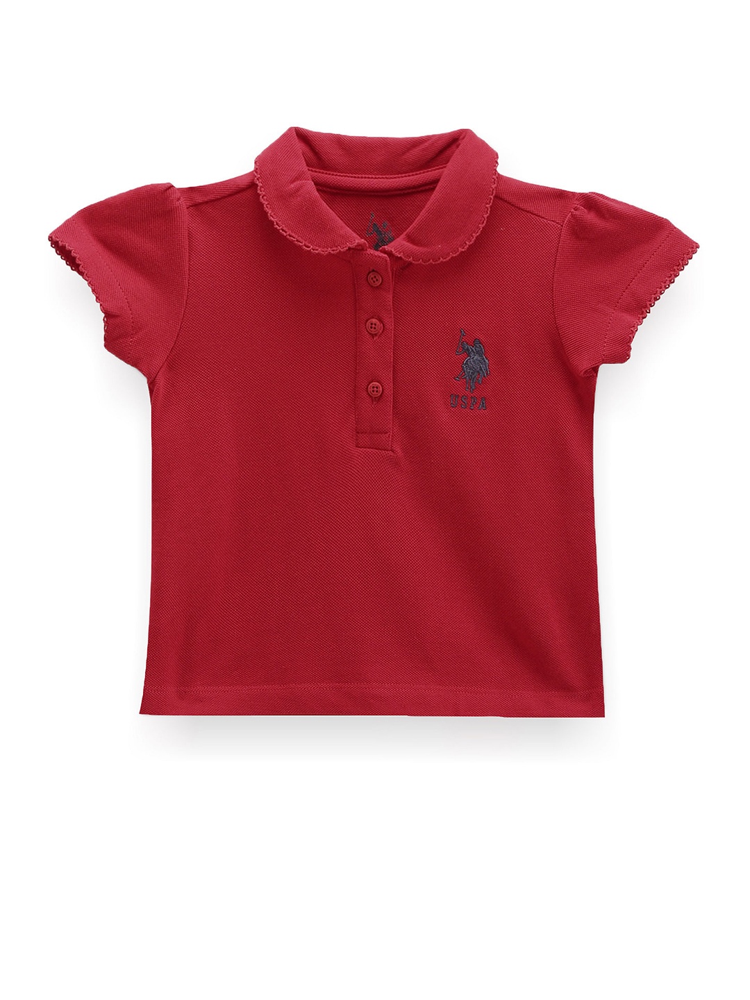 

U.S. Polo Assn. Kids Girls Polo Collar Pure Cotton T-shirt, Red