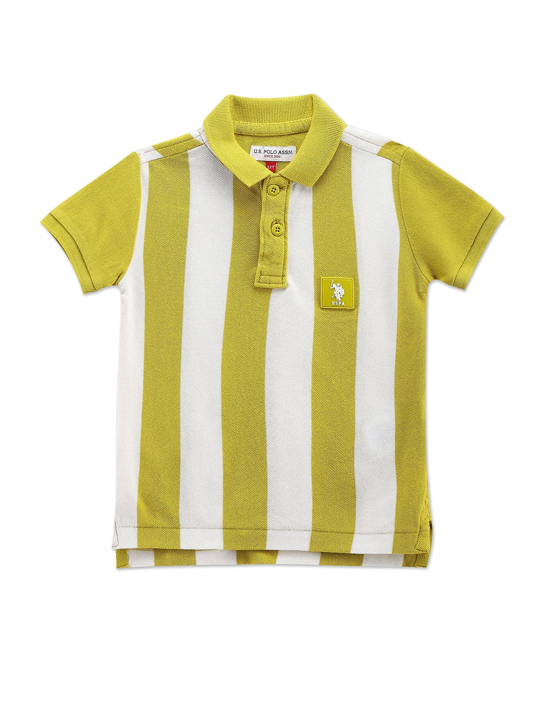 

U.S. Polo Assn. Kids Boys Striped Polo Collar Pure Cotton T-shirt, Green