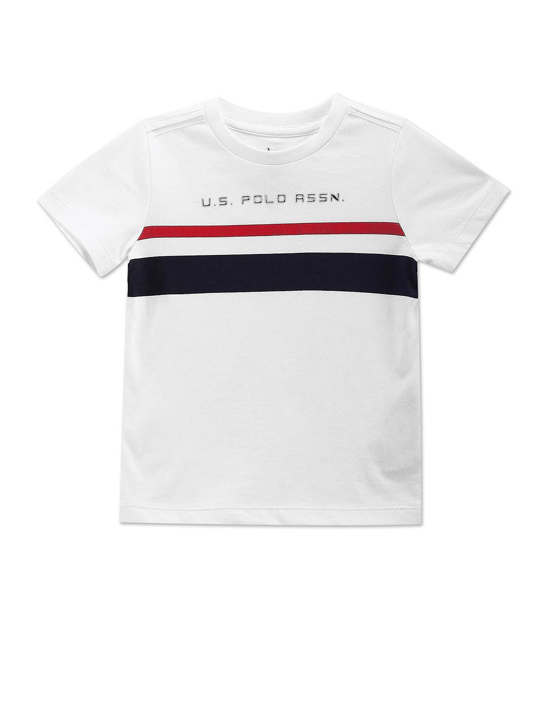 

U.S. Polo Assn. Kids Boys Striped Regular Fit Cotton T-Shirt, White