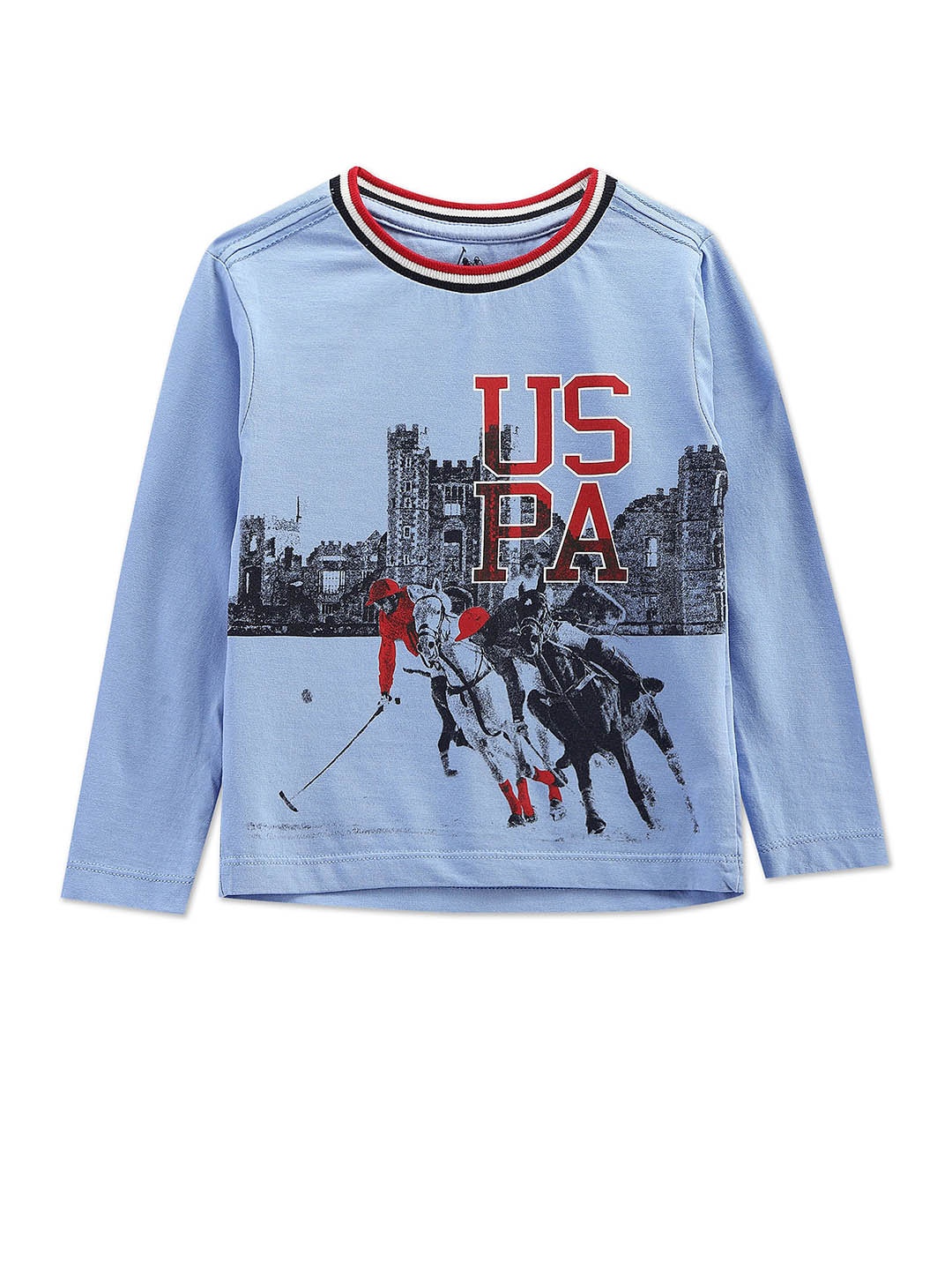 

U.S. Polo Assn. Kids Boys Graphic Printed Regular Fit Cotton T-Shirt, Blue