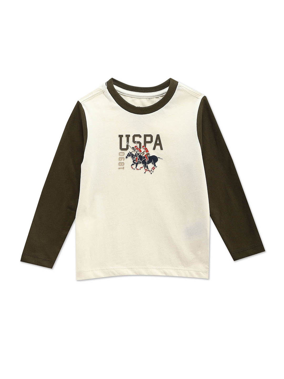 

U.S. Polo Assn. Kids Boys Graphic Printed Pure Cotton T-shirt, Beige