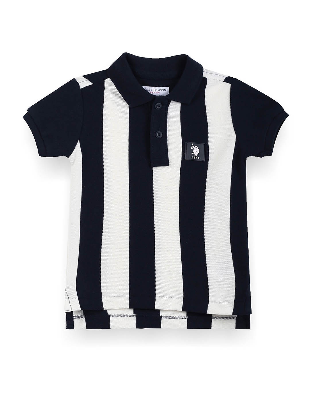 

U.S. Polo Assn. Kids Boys Vertical Striped Polo Collar T-Shirt, Navy blue