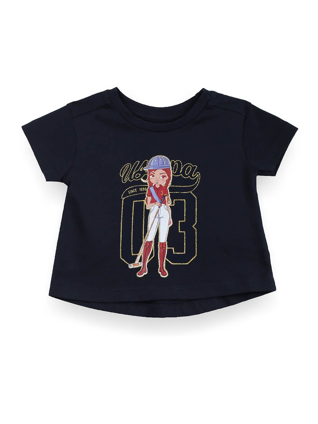 

U.S. Polo Assn. Kids Girls Graphic Printed Pure Cotton Casual T-shirt, Blue