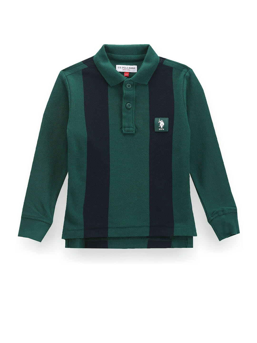 

U.S. Polo Assn. Kids Boys Striped Polo Collar Casual T-shirt, Green