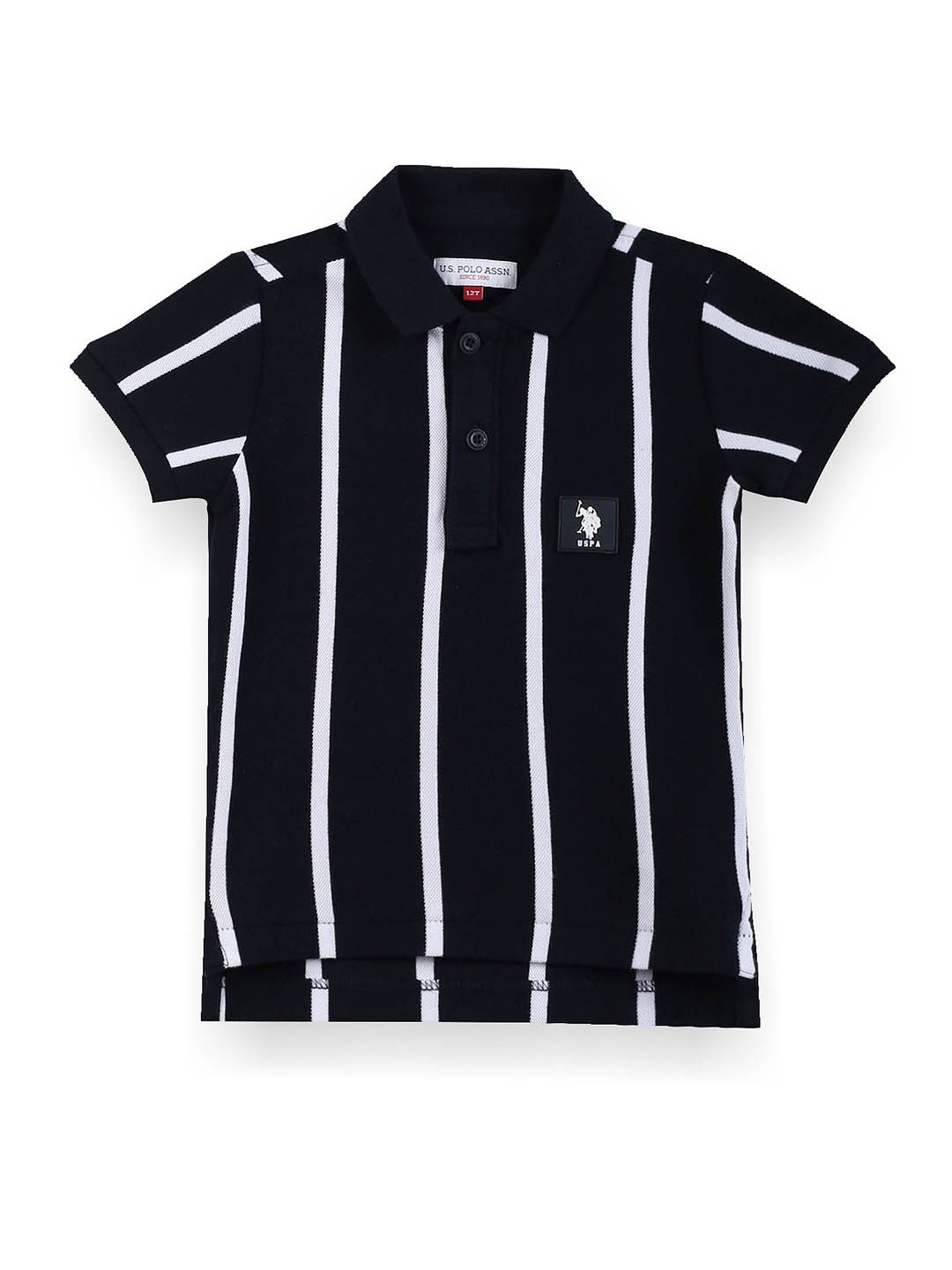 

U.S. Polo Assn. Kids Boys Striped Polo Collar Pure Cotton Casual T-shirt, Navy blue
