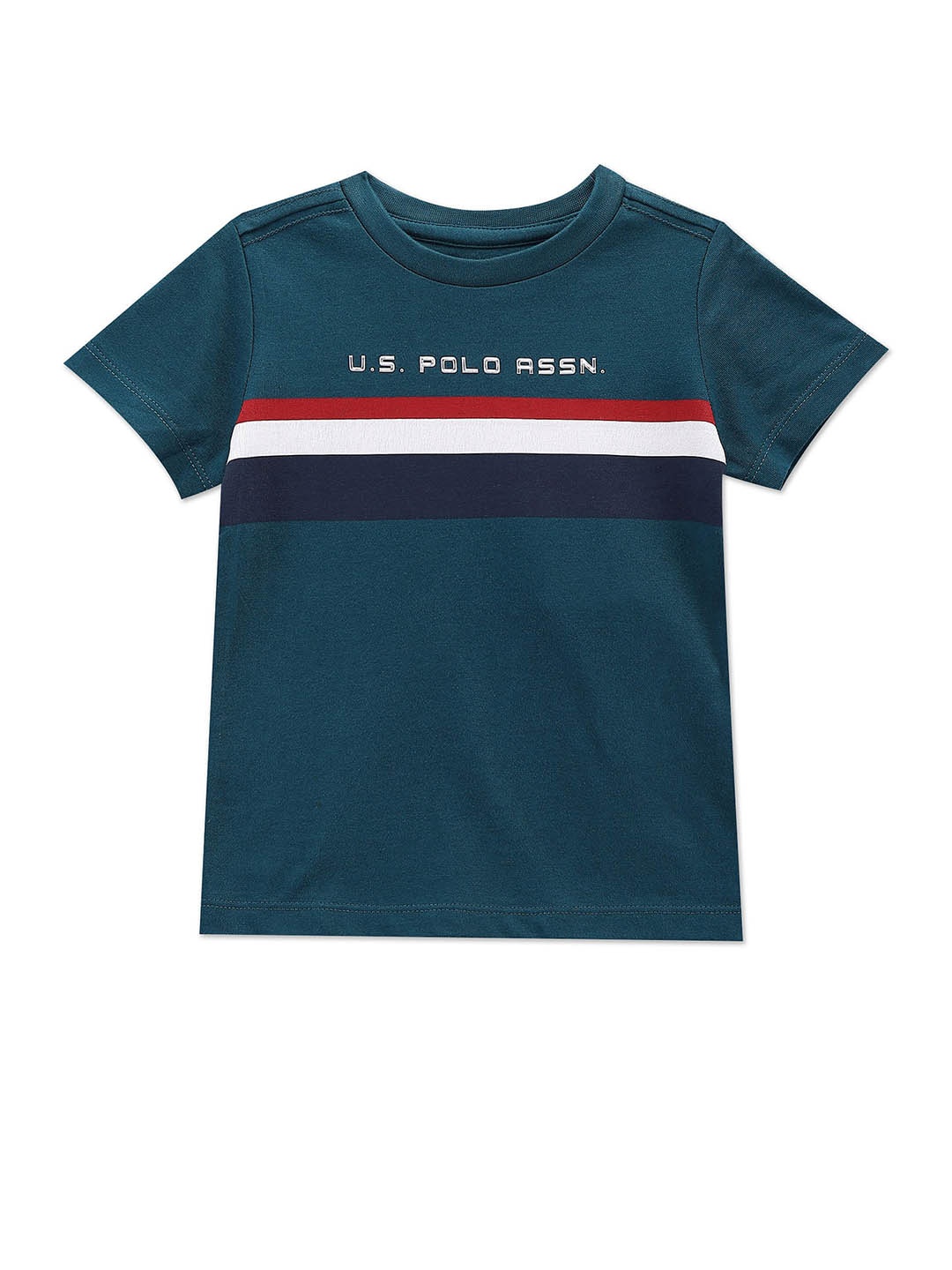 

U.S. Polo Assn. Kids Boys Striped Pure Cotton T-shirt, Teal