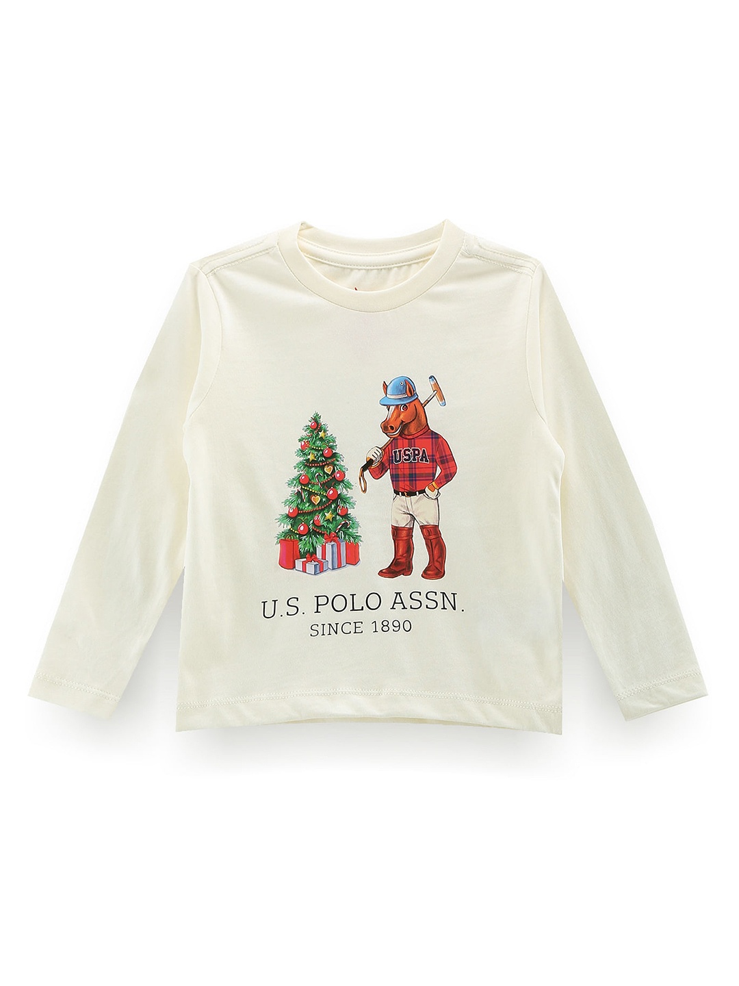

U.S. Polo Assn. Kids Boys Graphic Printed Pure Cotton T-shirt, White