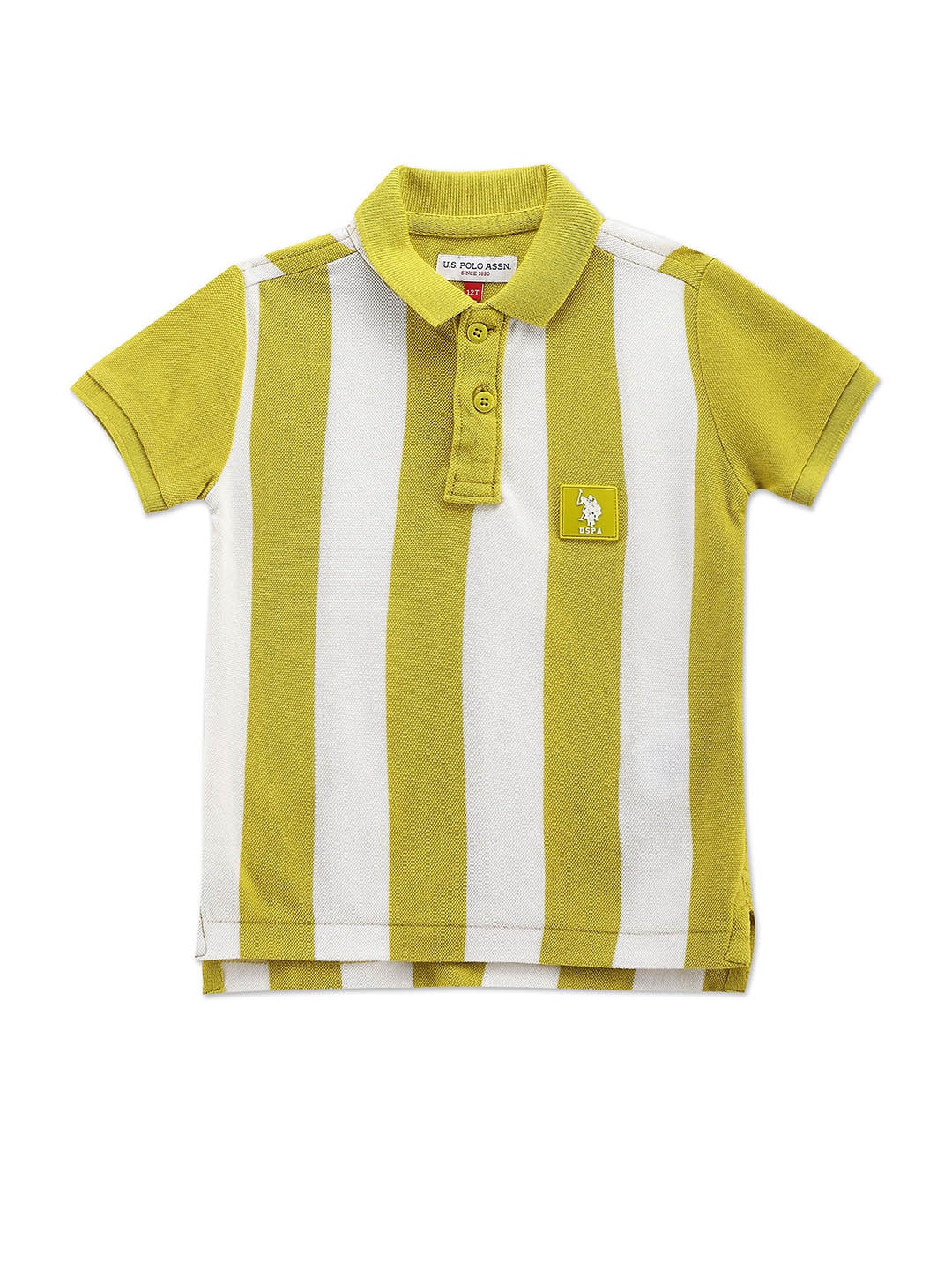 

U.S. Polo Assn. Kids Boys Striped Polo Collar Pure Cotton T-shirt, Green