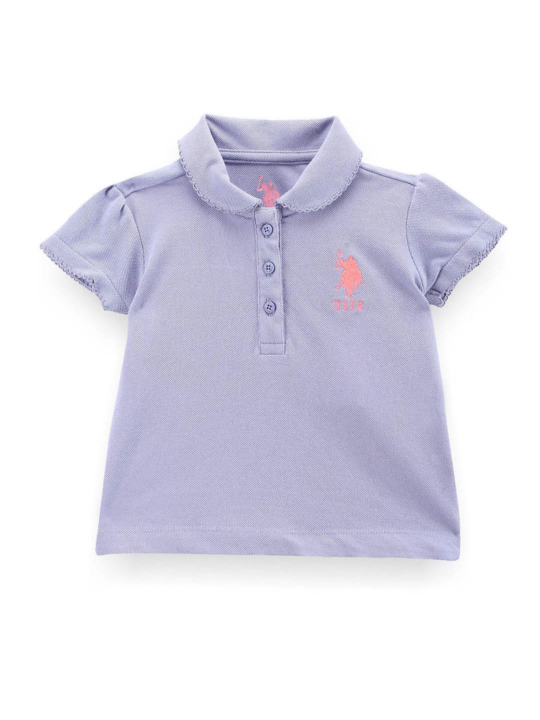 

U.S. Polo Assn. Kids Girls Polo Collar Pure Cotton T-shirt, Purple