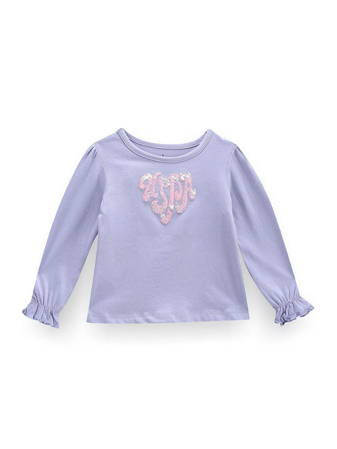 

U.S. Polo Assn. Kids Girls Typography Sequinned Pure Cotton T-shirt, Purple