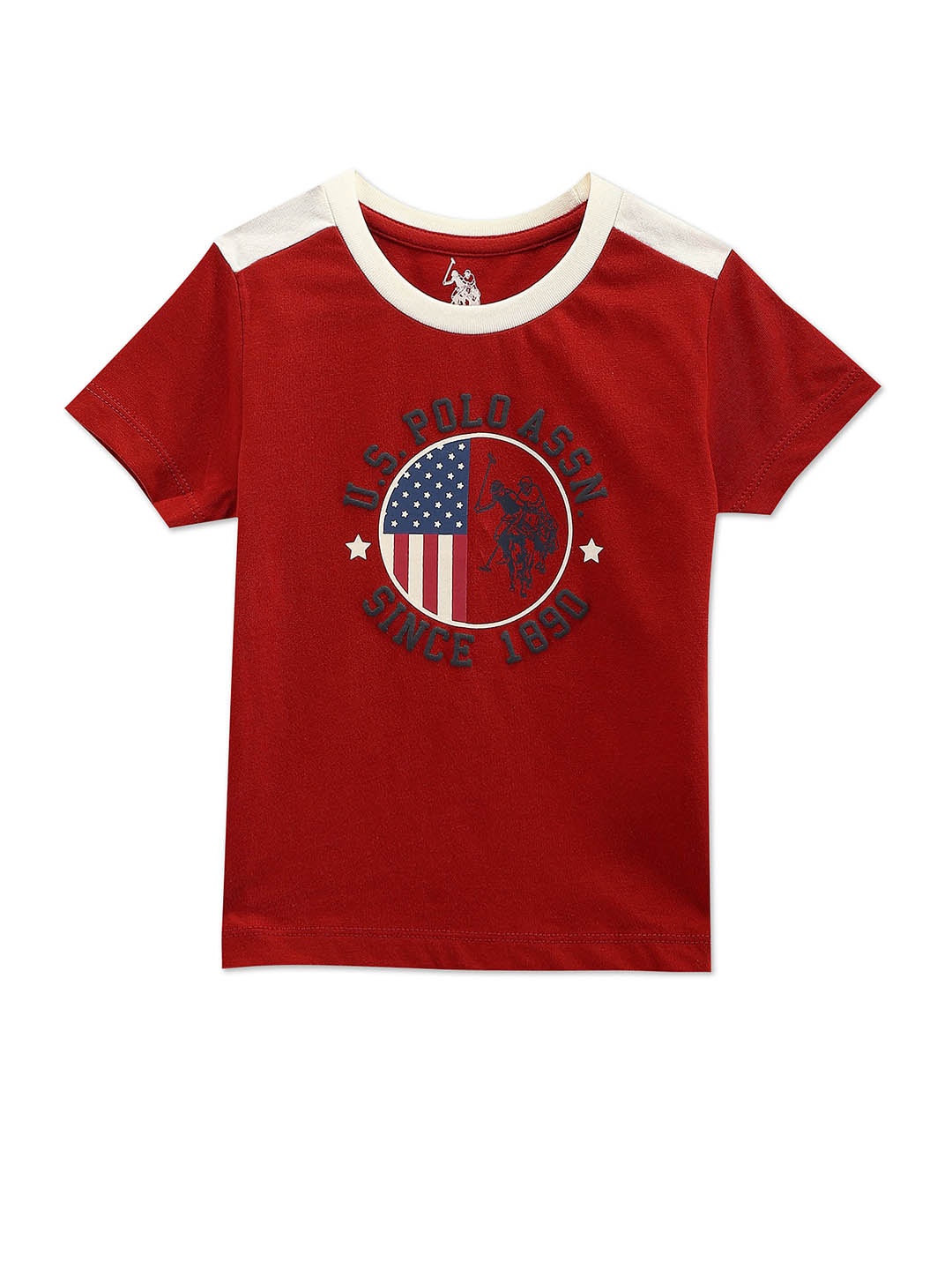 

U.S. Polo Assn. Kids Boys Typography Printed Pure Cotton T-shirt, Red