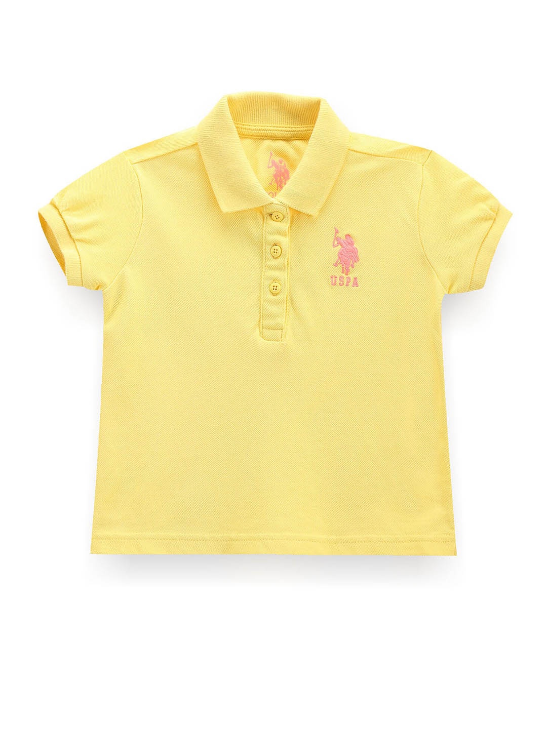 

U.S. Polo Assn. Kids Girls Polo Collar Pure Cotton T-shirt, Yellow