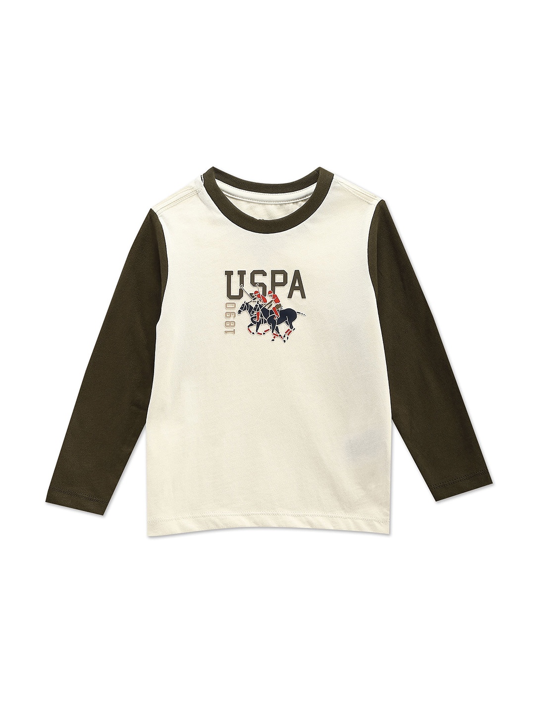 

U.S. Polo Assn. Kids Boys Typography Printed Pure Cotton T-shirt, Beige