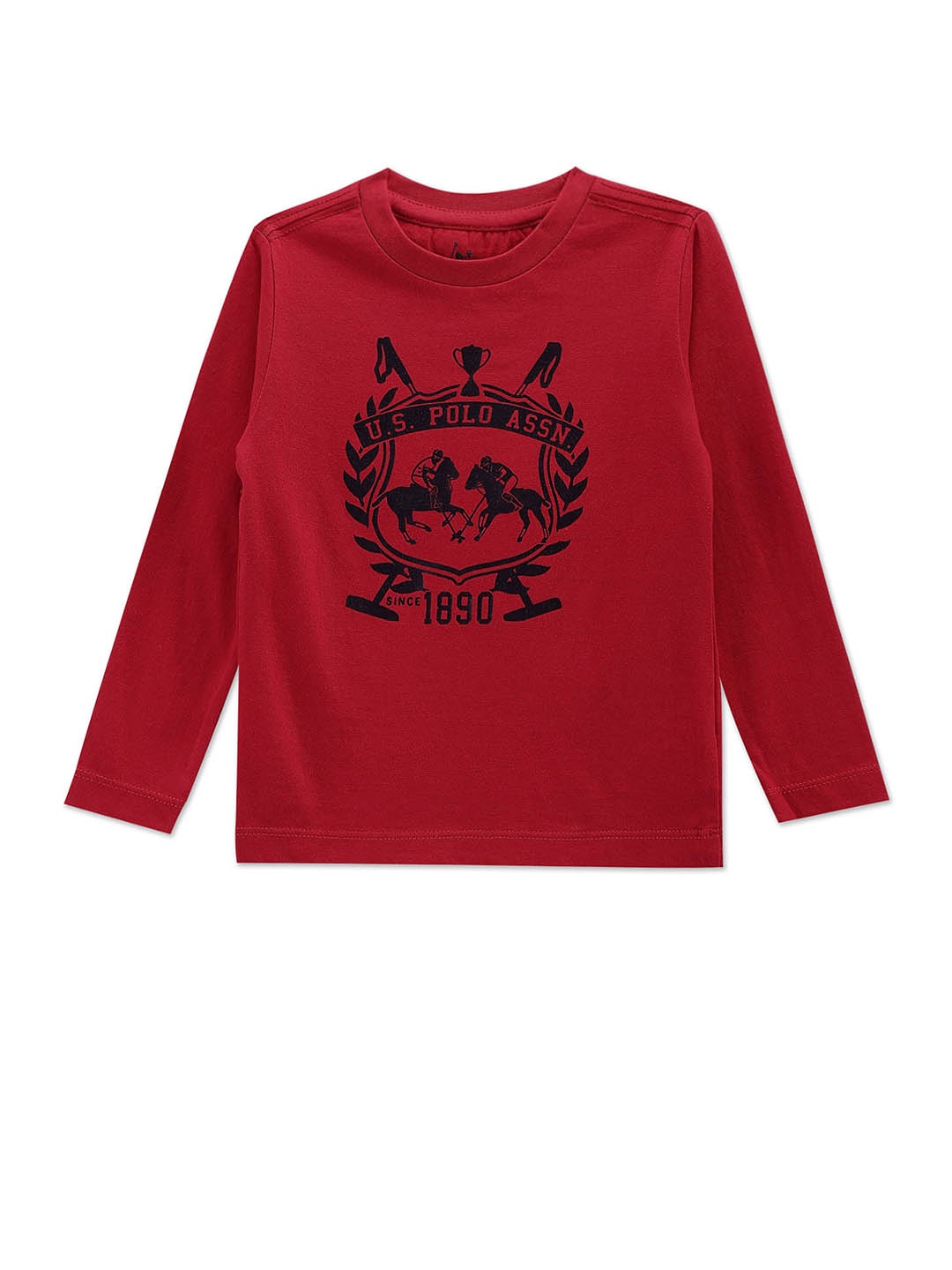 

U.S. Polo Assn. Kids Boys Brand Logo Printed Pure Cotton T-shirt, Red