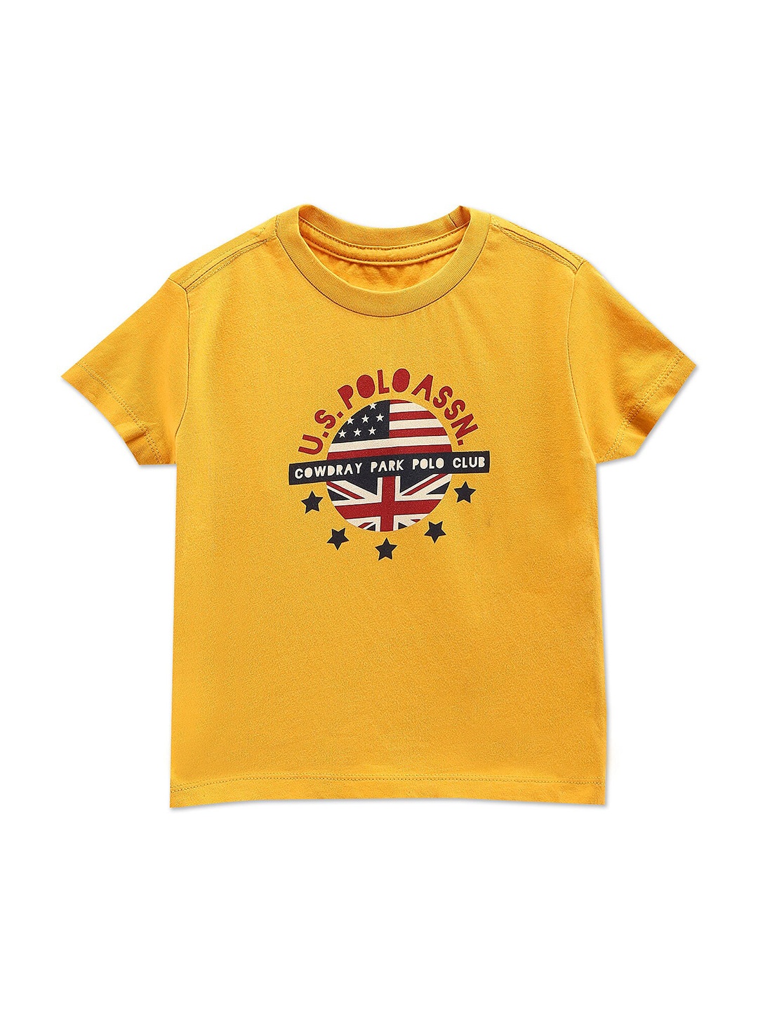 U.S. Polo Assn. Kids Boys Graphic Printed Pure Cotton T-Shirt, Yellow