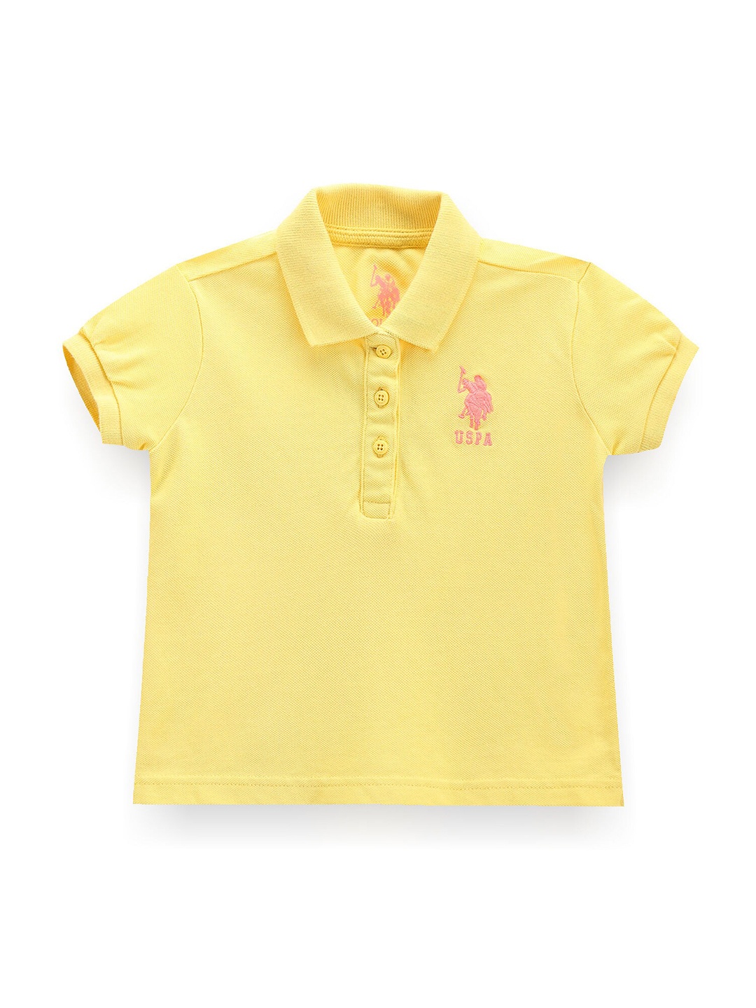 

U.S. Polo Assn. Kids Girls Polo Collar Pure Cotton T-Shirt, Yellow